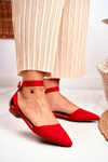 Dámské Ploché Baleríny S Opaskem Se špicem Červené Allison