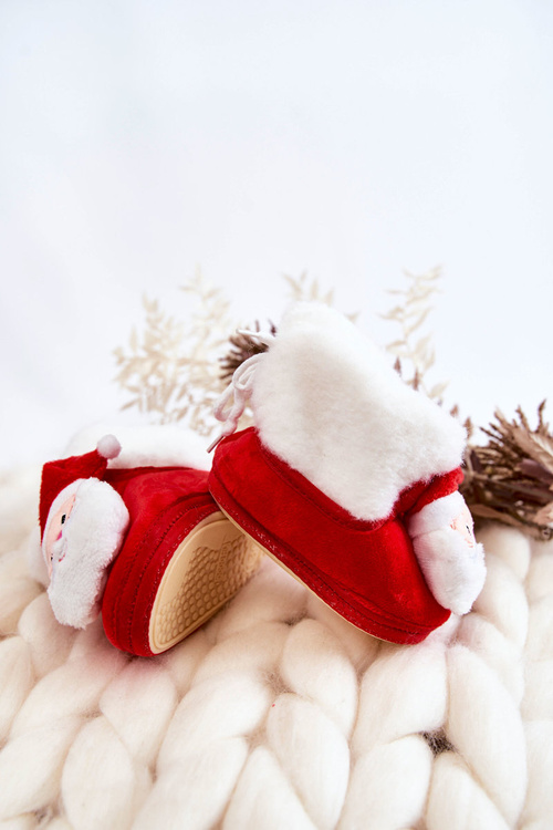 Dětské teplé papuče Santa Claus červené