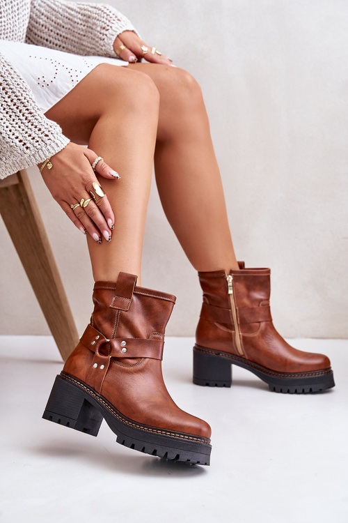 Dámské Kožené Botky Na Zip Hnědé Lewski 3435