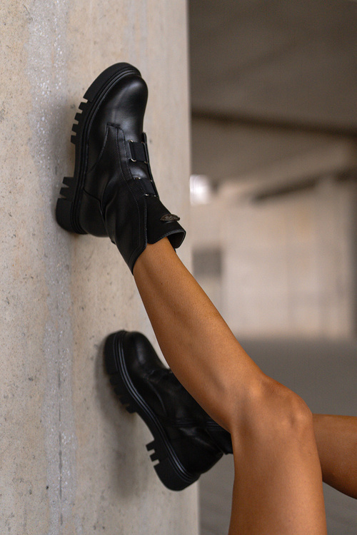 Zateplené botky workerky dámské na zip eko kůže černé Mailyra