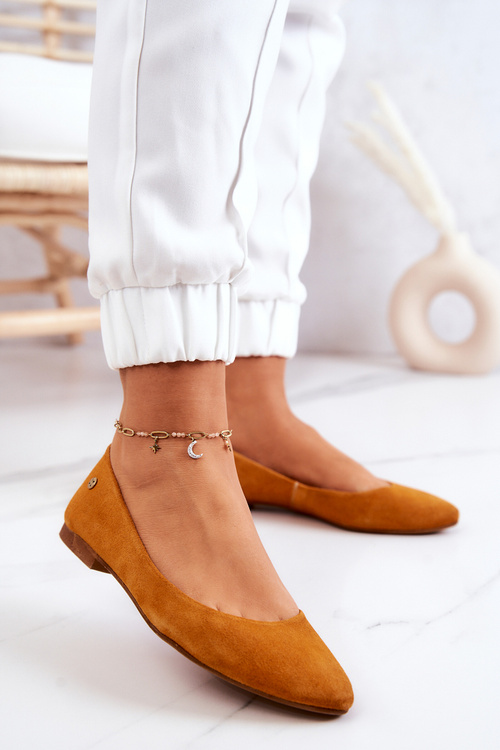 Dámské semišove baleríny Maciejka 04100-44 Tmavě žlutá