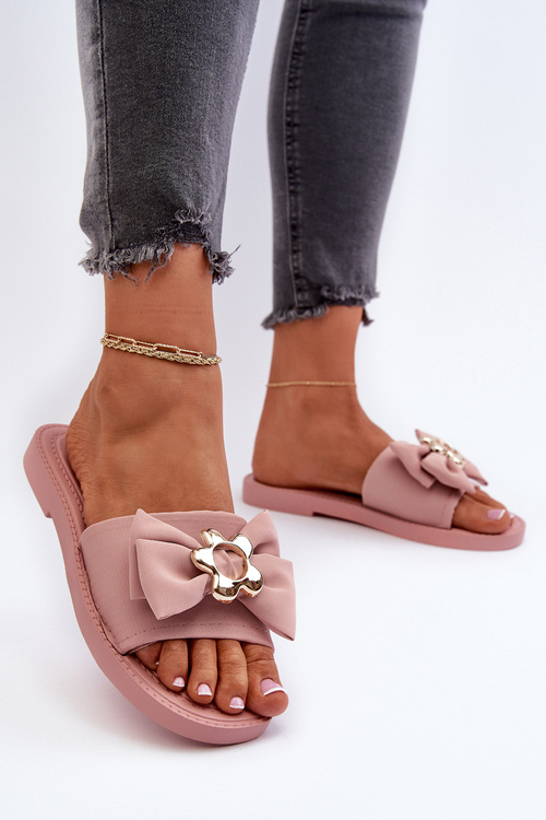 Dámské žabky s mašlí Růžové Arsicada