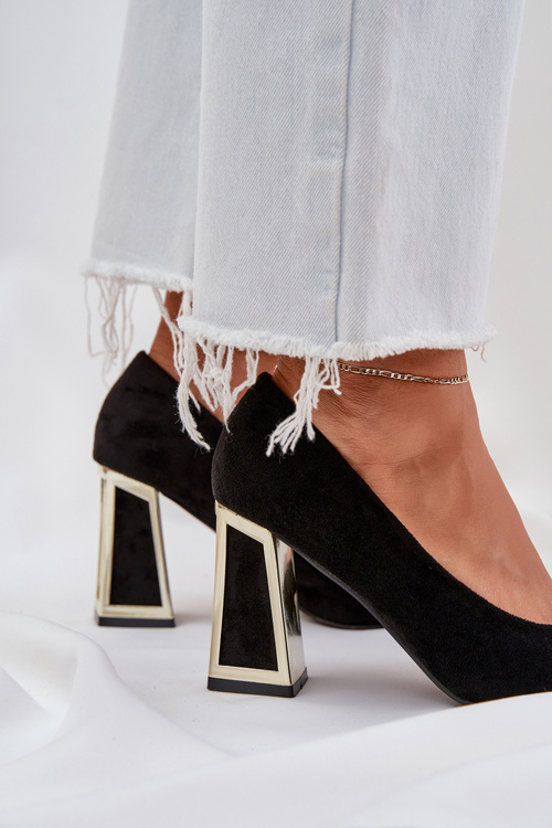 Elegantné Lodičky Na Opätku Špicaté Nosy Čierne