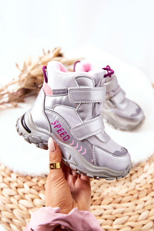 Zateplené sněhule na suchý zip Stříbrne Percy