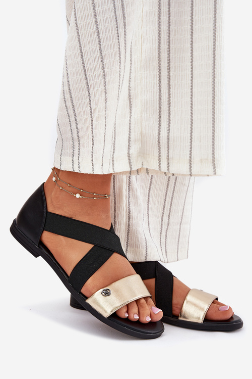 Dámské Plážové Sandály S Elastickými Pásky Černozlaté Marinea