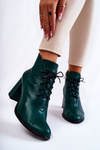 Dámské Kožené Kozačky Na Podpatku Zelené Carrice