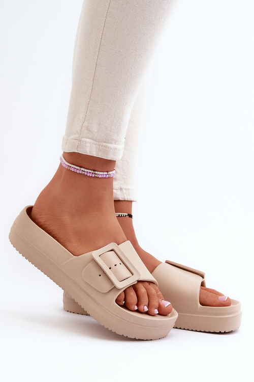 Dámske Penové Žabky Na Platforme S Sponou Big Star NN274A666 Bežové