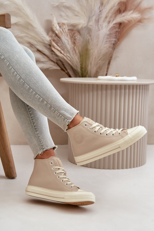 Dámské Tenisky Z Eko Kůže Béžové Big Star OO274934