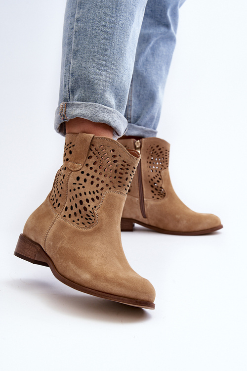 Dámské béžové krajkové botky Lewski Shoes 3301/2