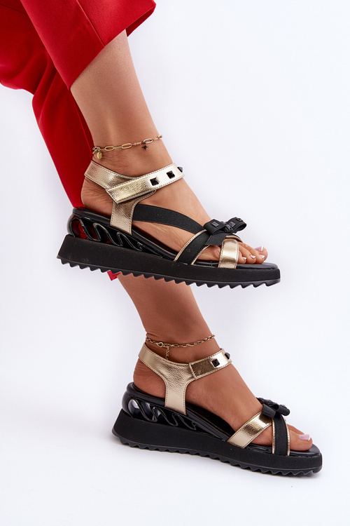 Dámske Sandále S Mašľou D&A CR956 Zlaté