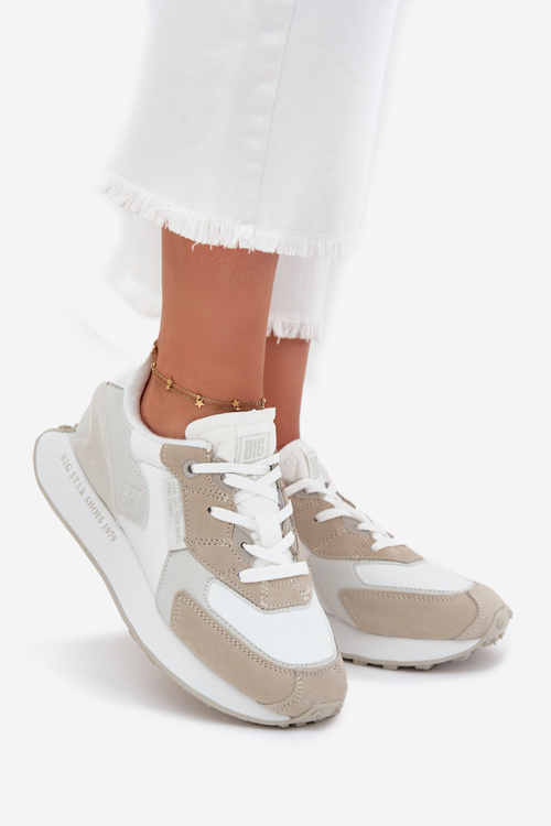 Dámské Kožené Sneakersy Big Star OO274563 Hi-Poly System Bílé