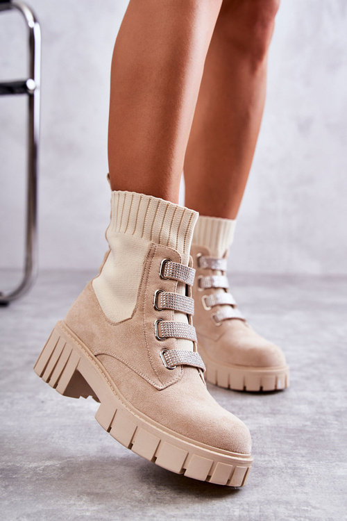 Semišový sklz -up ponožky béžová nádej