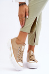 Materiálne tenisky na veľkej hviezde LL274154 Beige Platform