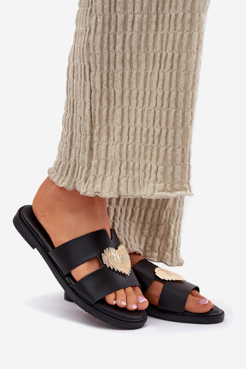 Dámske Plátené Sandále S Zlatou Dekoráciou Čierne Karinma