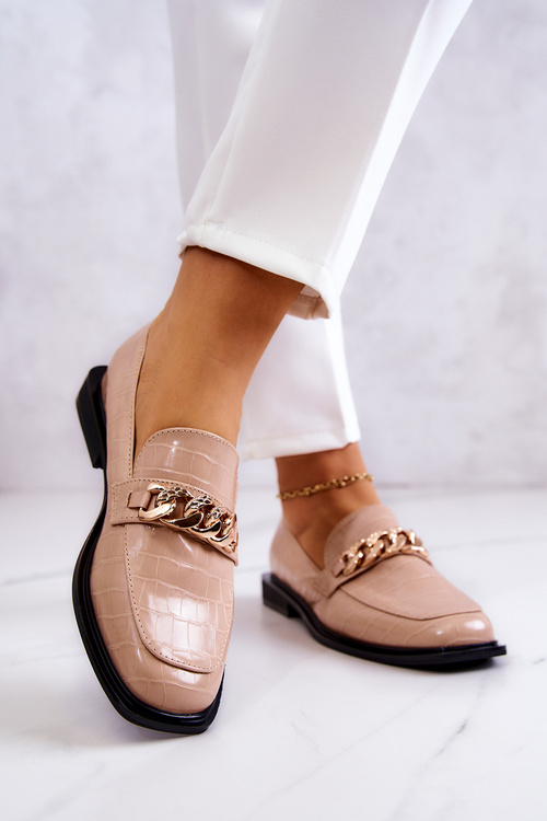 Kožené mokasíny Mokasíny s řetízkem béžove Killen