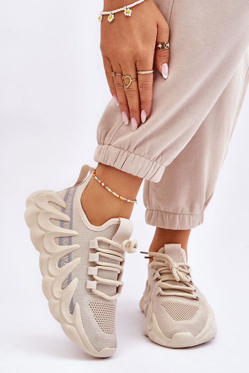 Dámske módne ponožkové tenisky Beige daxo