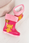 Detské izolované galoshes s ružovým mačiatkom