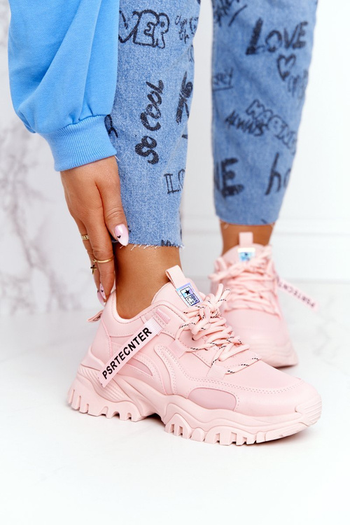 Dámske tenisky na masívnom jedinom ružovom smiechu