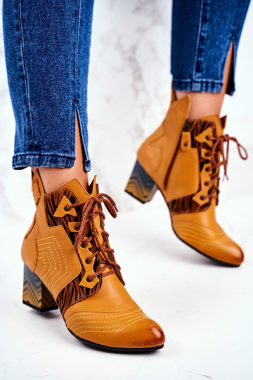 Dámské Boty Maciejka Kožené žluté 03194