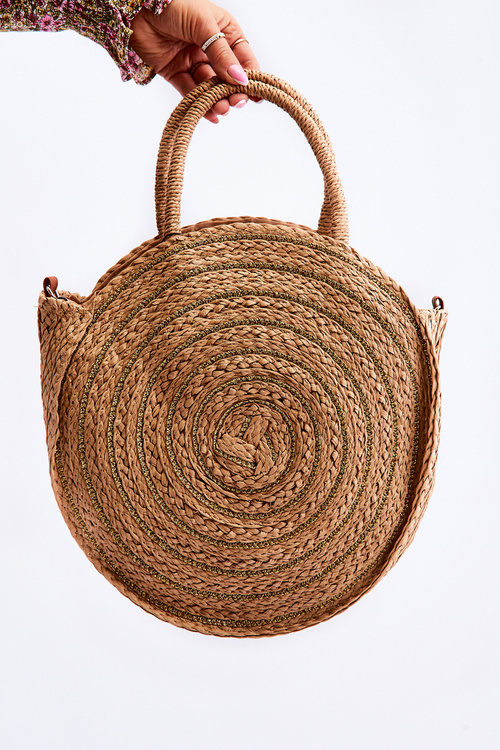 Kulatá taška Messenger s lesklou nití béžove