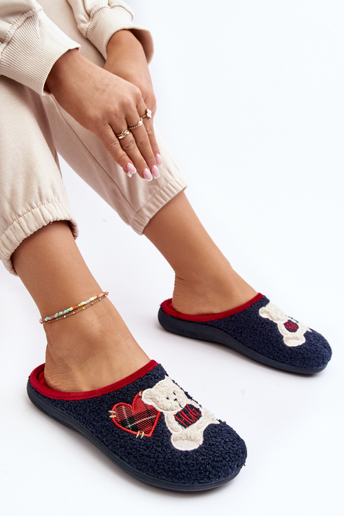 Dámske domáce papuče papuče s plyšovým medveďom Inblu EC000095 Navy Blue