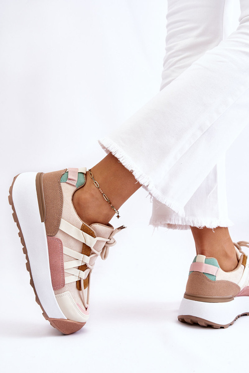 Dámské semišové tenisky na platformě Béžovo-hnědá Rohan