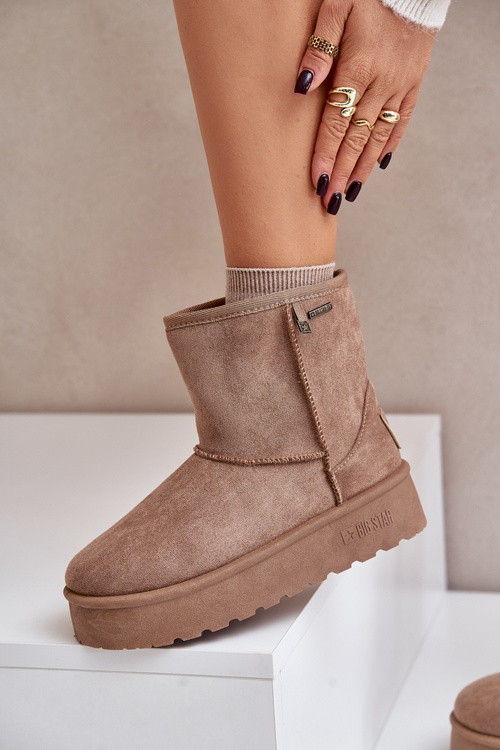 Vysoké dámske snehule na platforme Big Star OO274A097 béžové