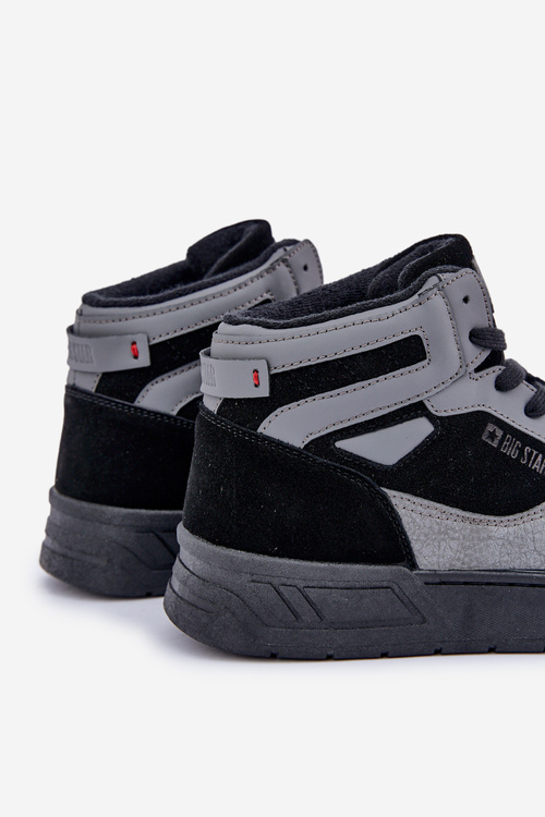 Semišové Pánské Tenisky Big Star OO174303 Hi-Poly System Černo-Šedé