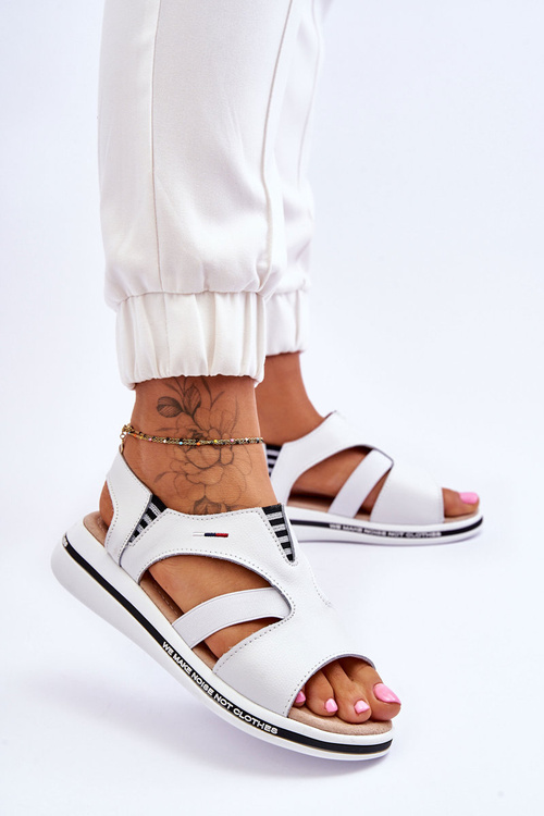 Kožené posuvné biele sandále Regio