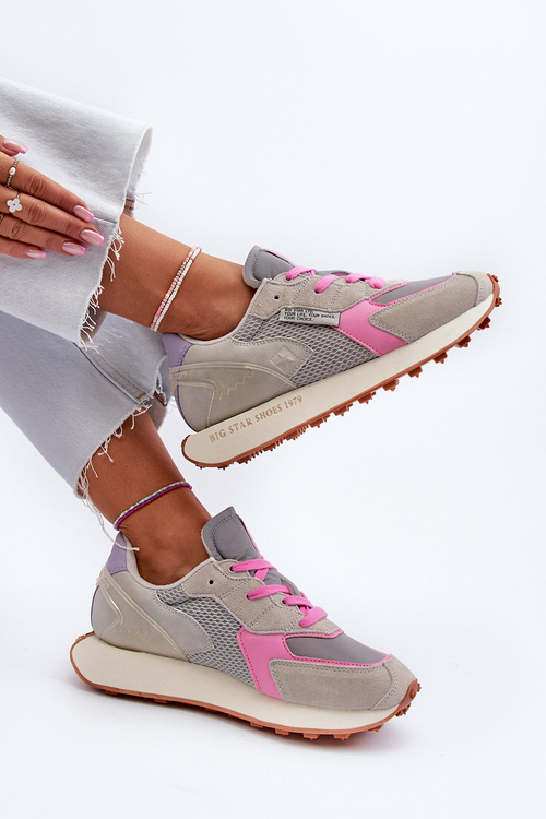 Dámske tenisky na platforme s pamäťovou penou Big Star NN274680 Sivo-ružové