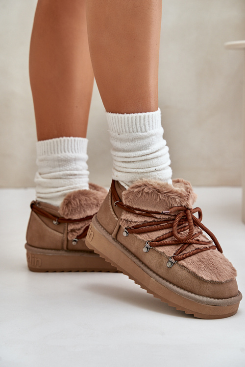 Nízke Snehové Topánky Na Platforme S Kožušinou D.Franklin Hnedé DFSH370011