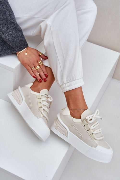 Dámské Tenisky S Tlustými Šňůrkami Na Platformě Béžové Laloma