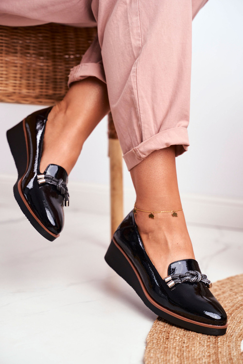 Dámské Mokasíny Černé Malované V Koturně Abba