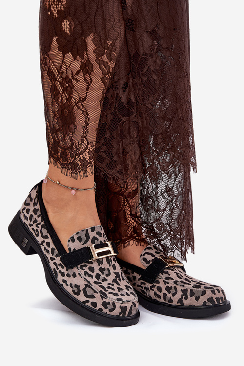 Kožené Lakované Mokasíny Leopard Vinceza 66790 Černé