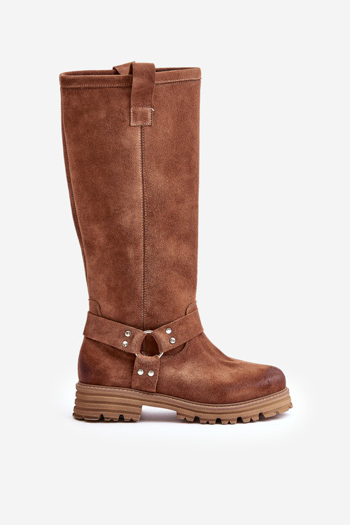 Dámské Semišové Kozačky Před Koleno Hnědé Lewski 3615