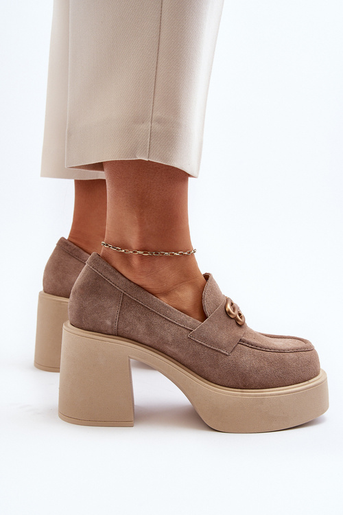 Zazoo 20170 Dámské Semišové Polobotky na Podpatku Beige