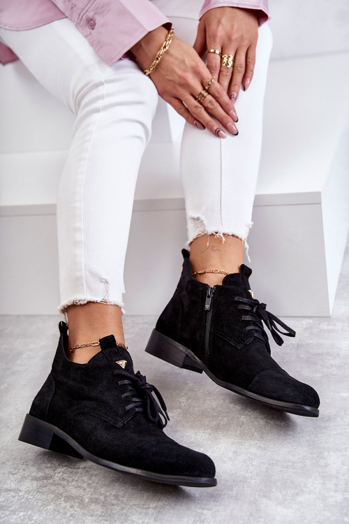 Suede Boots Lace -up Nicole 2781 čierna