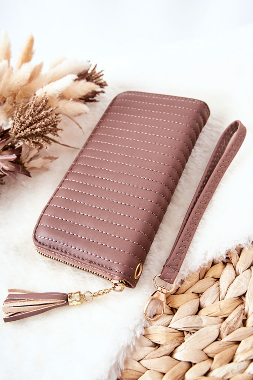 Veľká prešívaná peňaženka s cappucino pásom