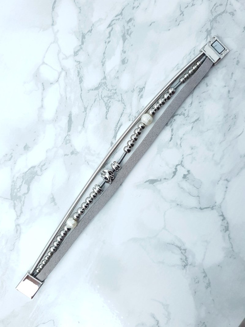 Dámský Náramek s korálky a zirkony stříbrná Bella