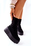 Suede Boots na čiernej platforme Maciejka 05319-01