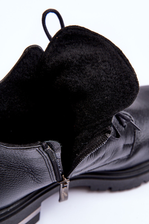 Zazoo 60309 Dámské Kožené Boty Na Plochém Podpatku Černé