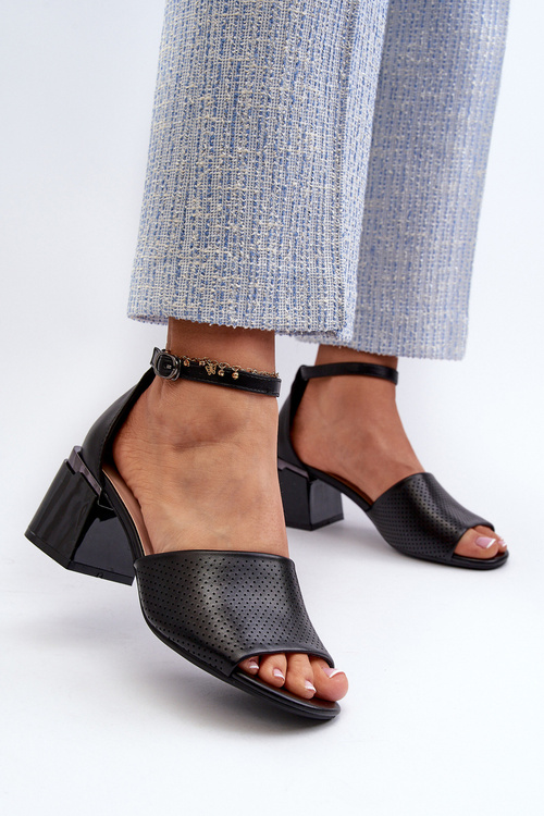 Dámske sandále na vysokom opätku z ekokože čierne Horissa