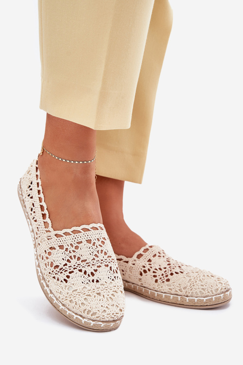 Dámské Béžové Espadrilky S Krajkou Adelira