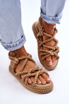 Módne dámske sandále Tiffanie Beige Braided Sandals