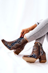 Kovbojské topánky Lewski Brown-Blue Snake Pattern EV28