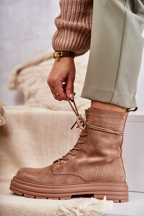 Dámské semišové boty se zavazováním Velbloud Afra