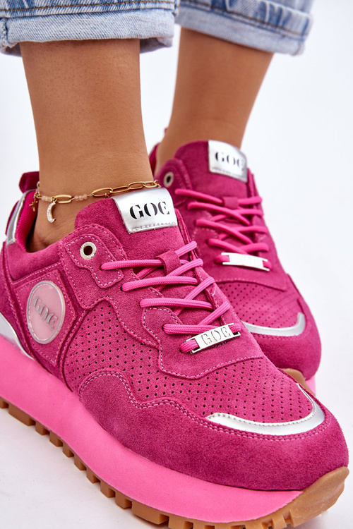 Dámské semišové sportovní boty na platformě GOE LL2N4002 Fuchsia