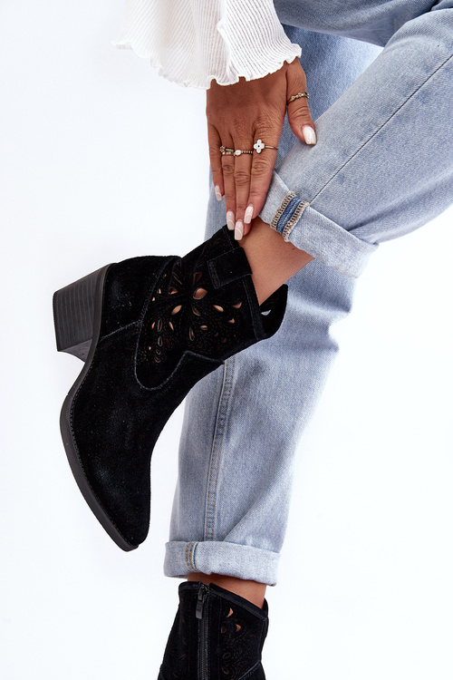 Semišové topánky Openwork D&A SN622-20 Čierna