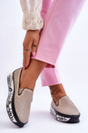 Dámské prolamované kožené tenisky Slip-On Béžové Sorito