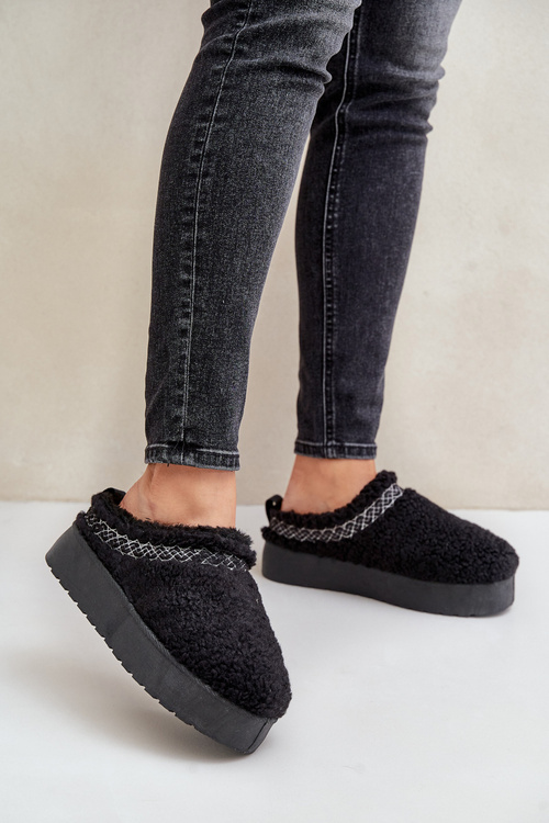 Sněhové boty na platformě s beránkovým kožíškem černé Mesirra